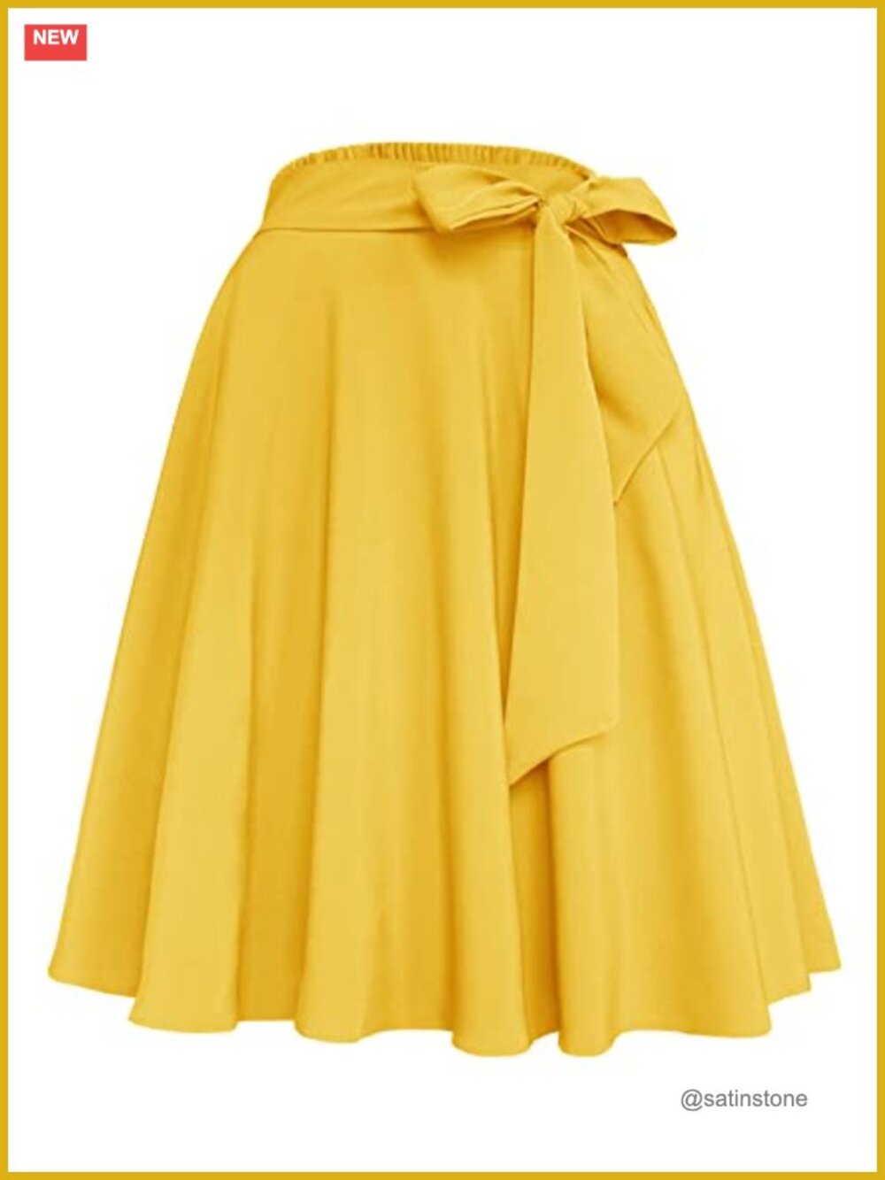 Womens Vintage High Waist A-Line Midi Skater Skirt with Pockets Polyester